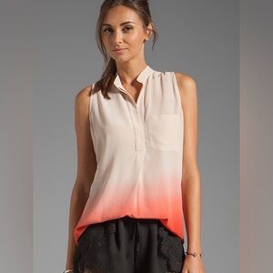 REVOLVE REBECCA TAYLOR Ombre Sleeveless Blouse in Salmon 100% Silk Size 4